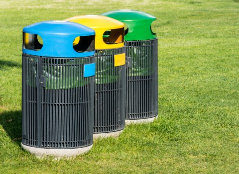 Recycling bins ready for collection in Finchley