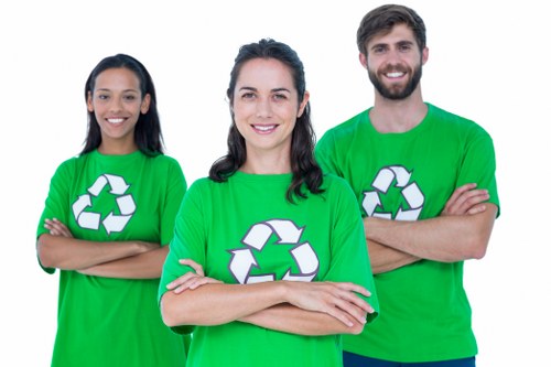 Community members participating in park clean-up